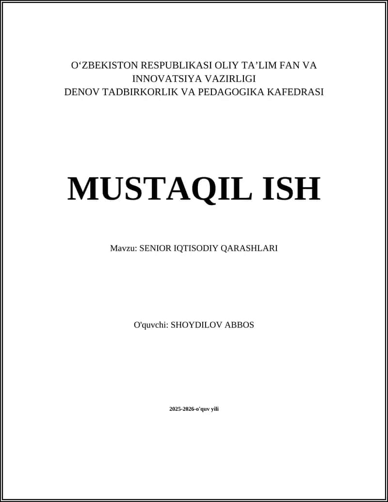 SENIOR IQTISODIY QARASHLARI 1