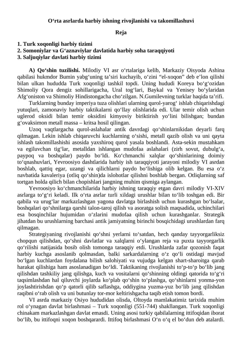 Turk Xoqonligi Harbiy Tizimi 1