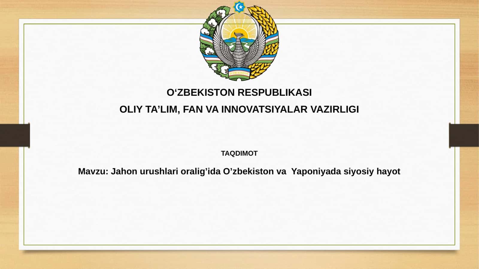 Jahon urushlari oraligʻida Oʻzbekiston va Yaponiya: Siyosiy tuzilmalar va ideologiyalar 1