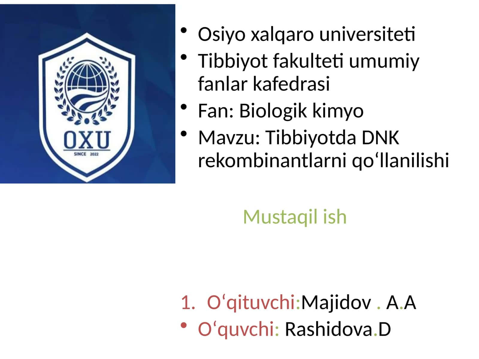 Tibbiyotda DNK rekombinantlari qo'llanilishi 1