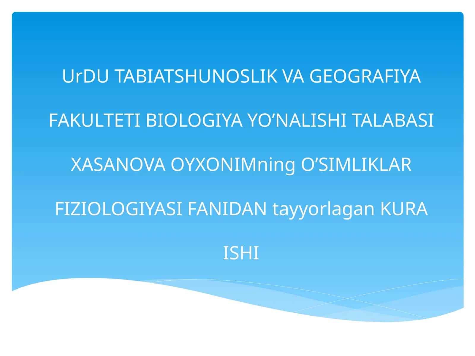 SINTETIK O`SISH REGULYATORINI O`SIMLIKSHUNOSLIKDA QO`LLASH 1