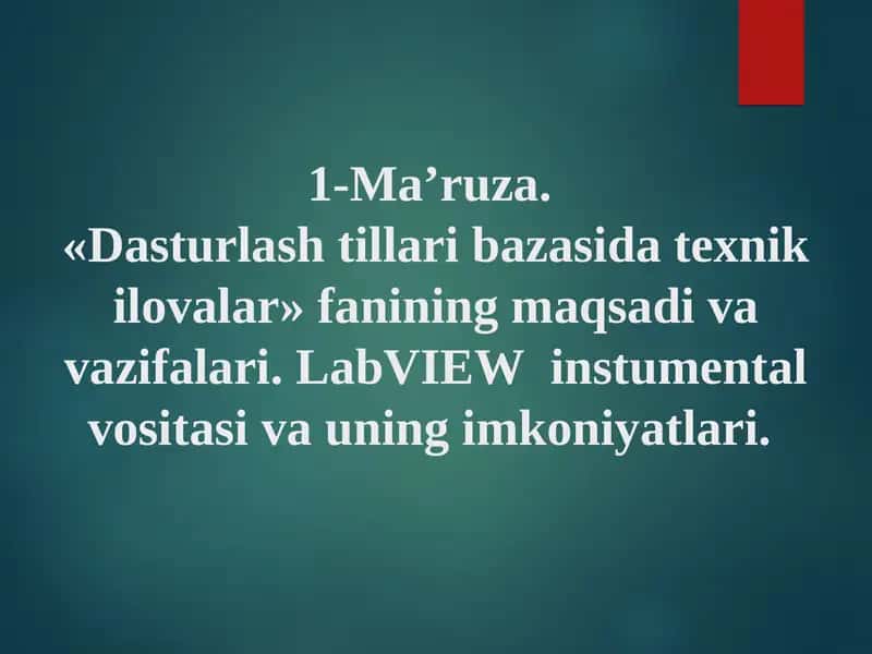 Dasturlashtillari bazasida texnik ilovalar 1