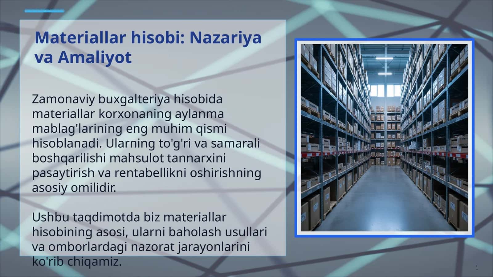 Materiallar hisobi 1