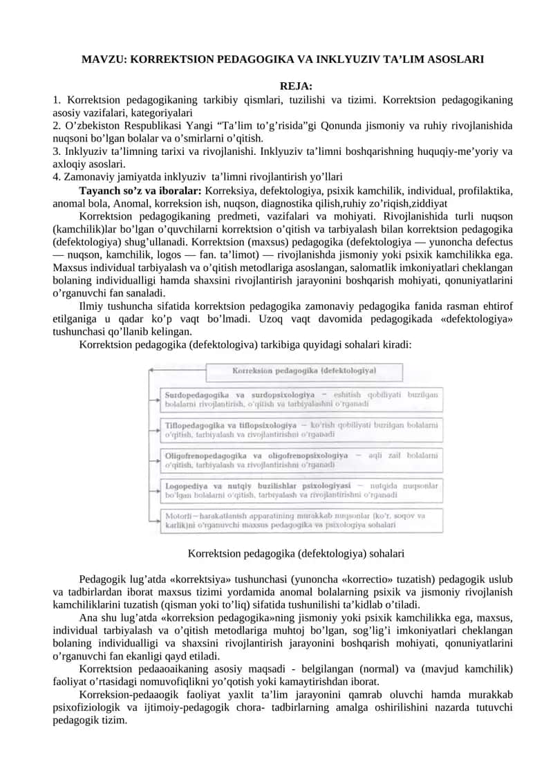 KORREKTSION PEDAGOGIKA VA INKLYUZIV TA’LIM ASOSLARI 1