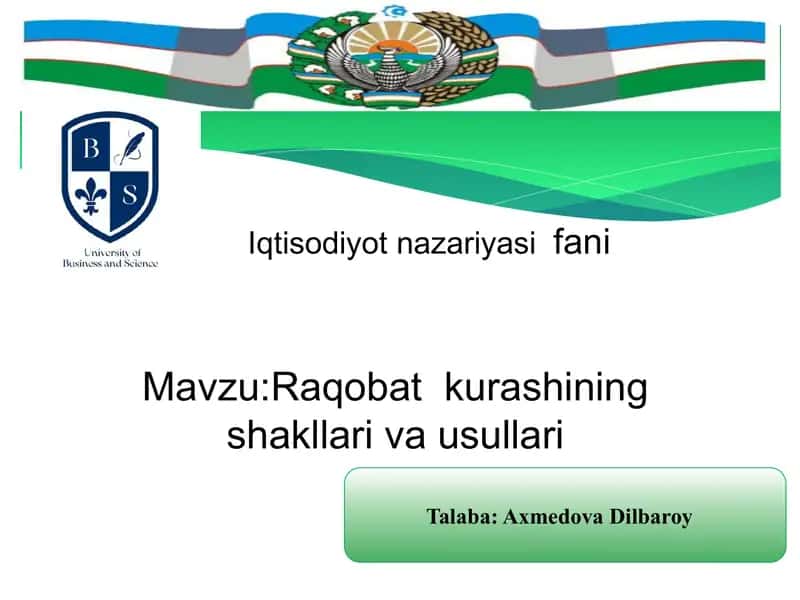 Raqobatkurashining shakllari va usullari 1