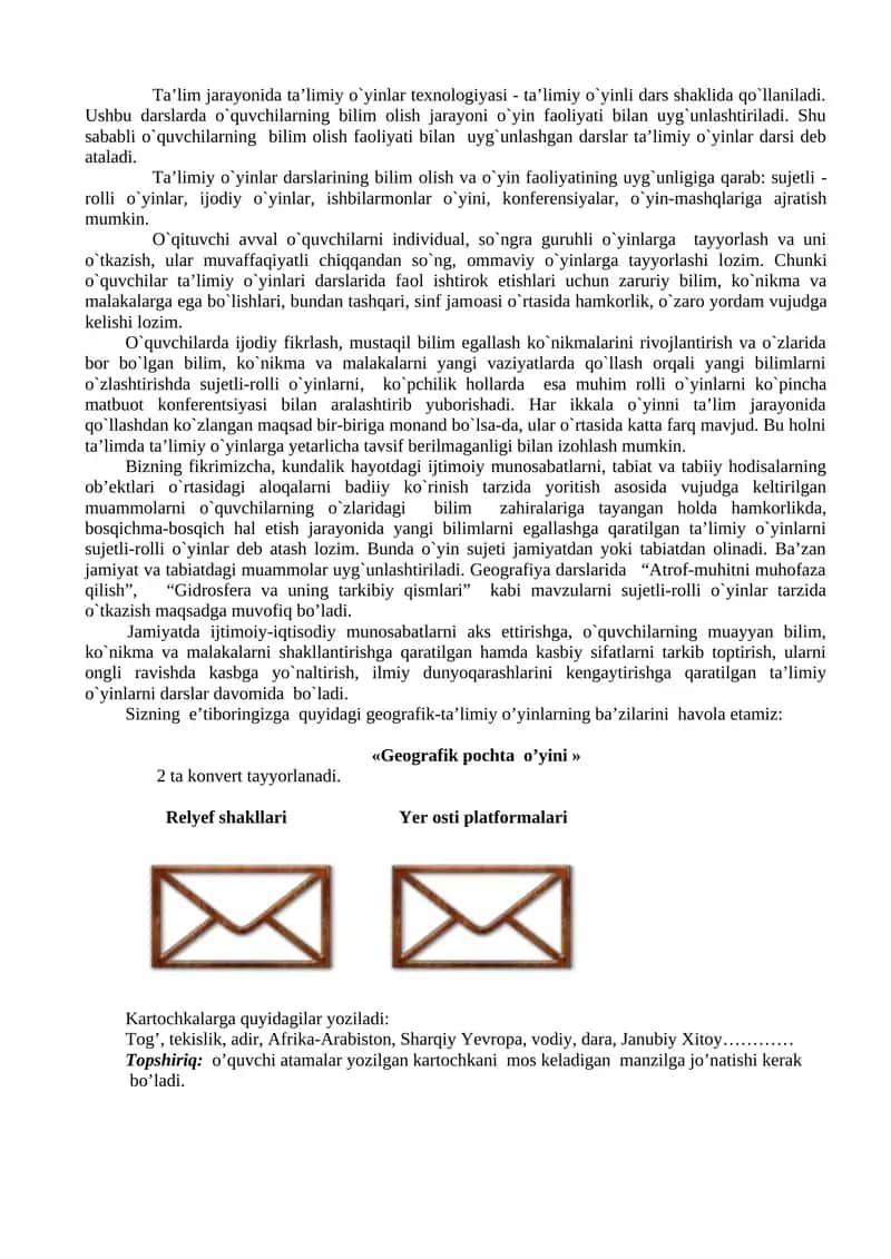 Ta’limiy o`yinlar tехnоlоgiyasi 1