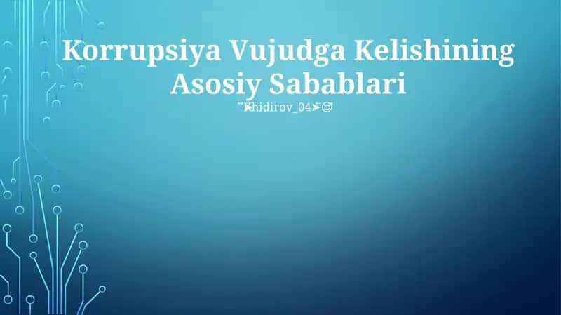 Korrupsiya Vujudga Kelishining Asosiy Sabablari 1