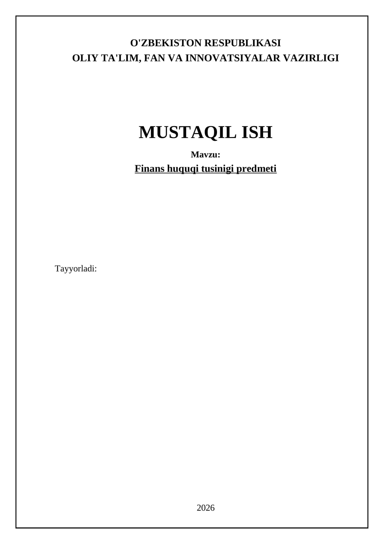Finans huquqi tusinigi predmeti 1