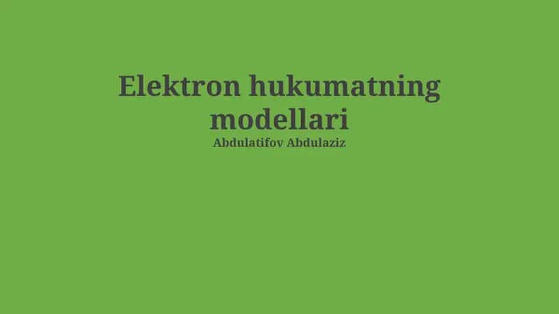 Elektron hukumatning modellari 1