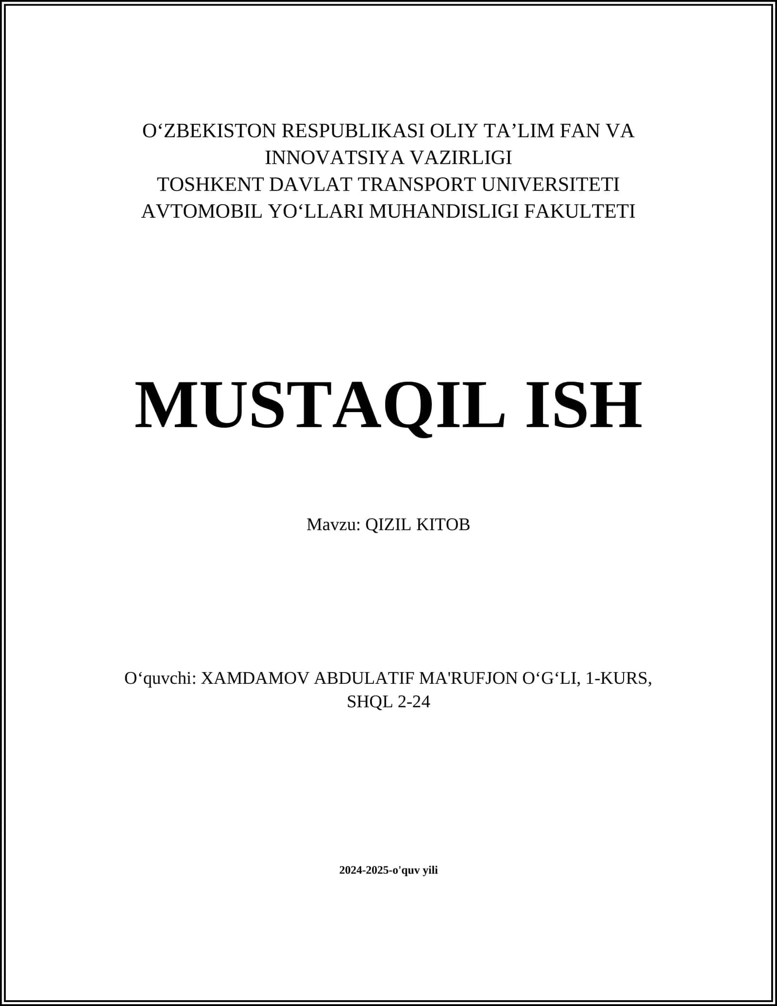 QIZIL KITOB 1