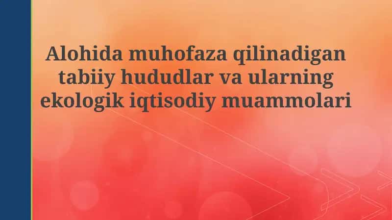 Maxsus muhofaza qilinadigan tabiiy hududlar va ularning ekologik-iqtisodiy muammolari 1