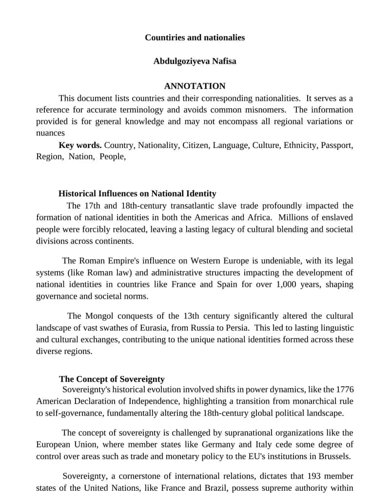 Countiries and nationalies 1