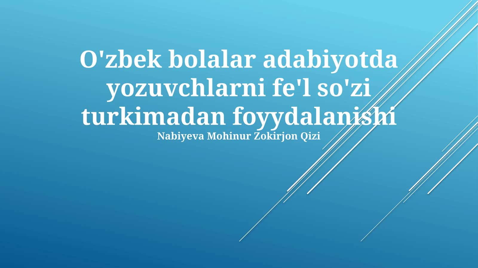 O'zbek Adabiyotida Fe'l Shakillari 1