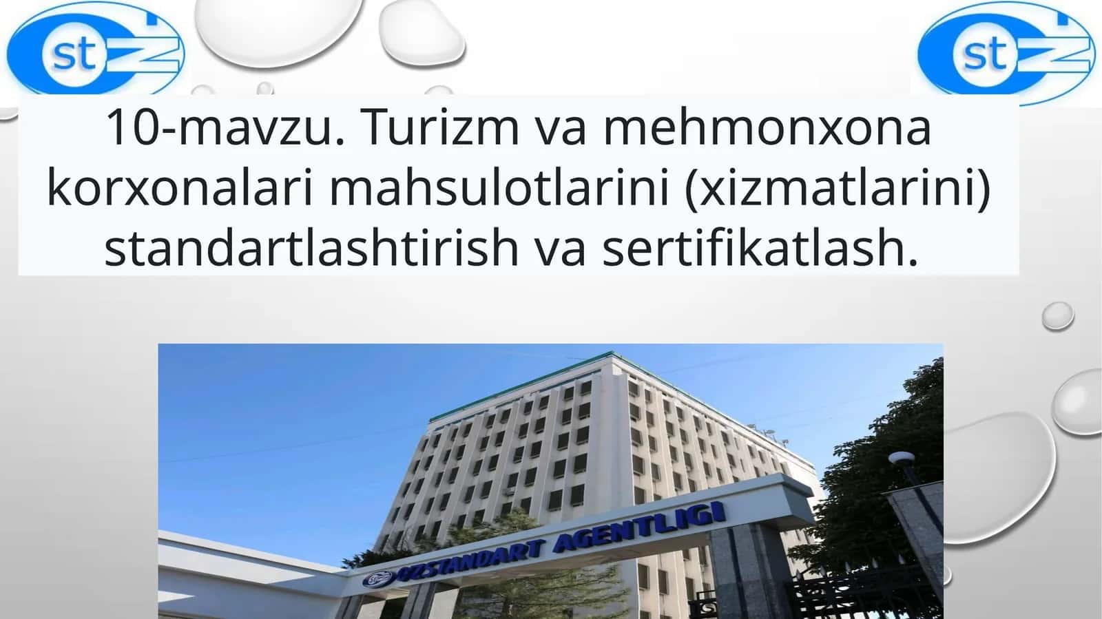 Turizm va mehmonxona korxonalarimahsulotlarini (xizmatlarini) standartlashtirish va sertifikatlash 1