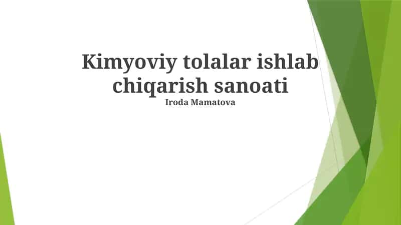 Kimyoviy tolalar ishlab chiqarish sanoati 1