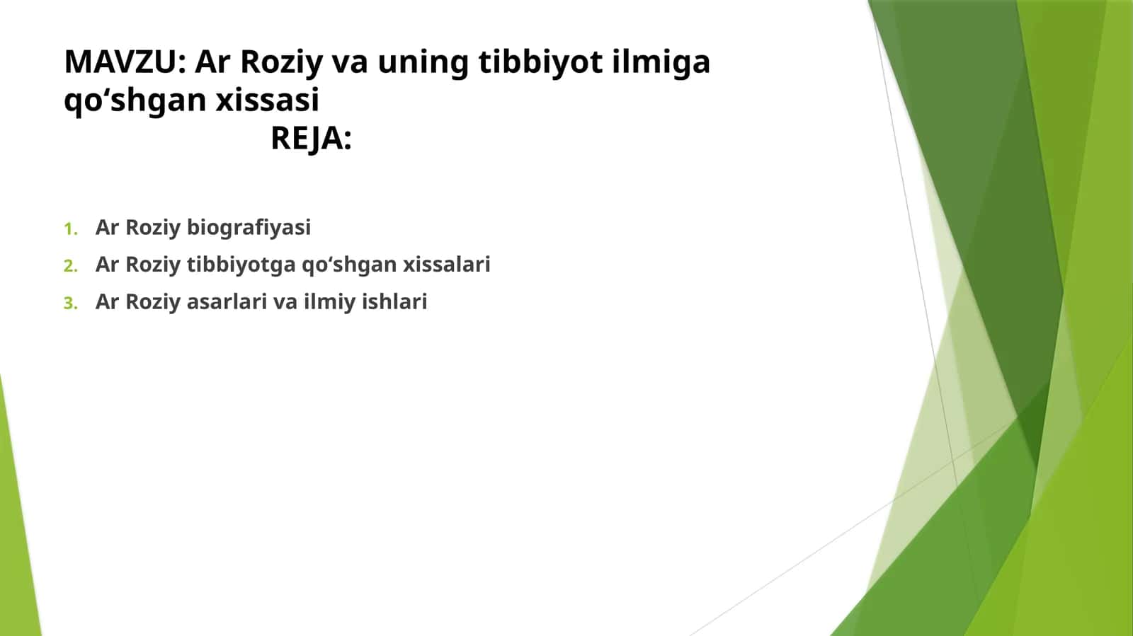 ArRoziy va uning tibbiyot ilmiga qoʻshgan xissasi 1