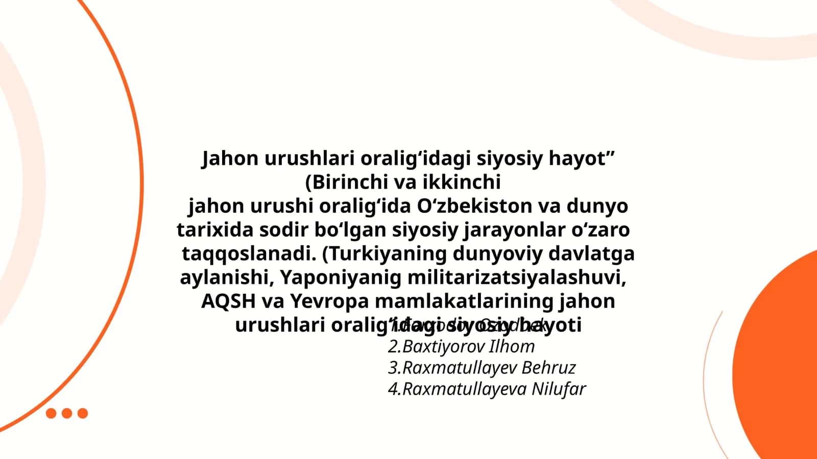 Jahon urushlari oralig‘idagi siyosiy hayot 1