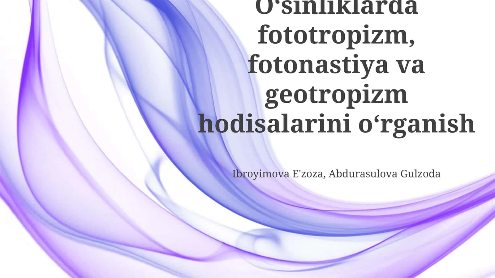 Oʻsinliklarda fototropizm, fotonastiya va geotropizm hodisalarini oʻrganish 1