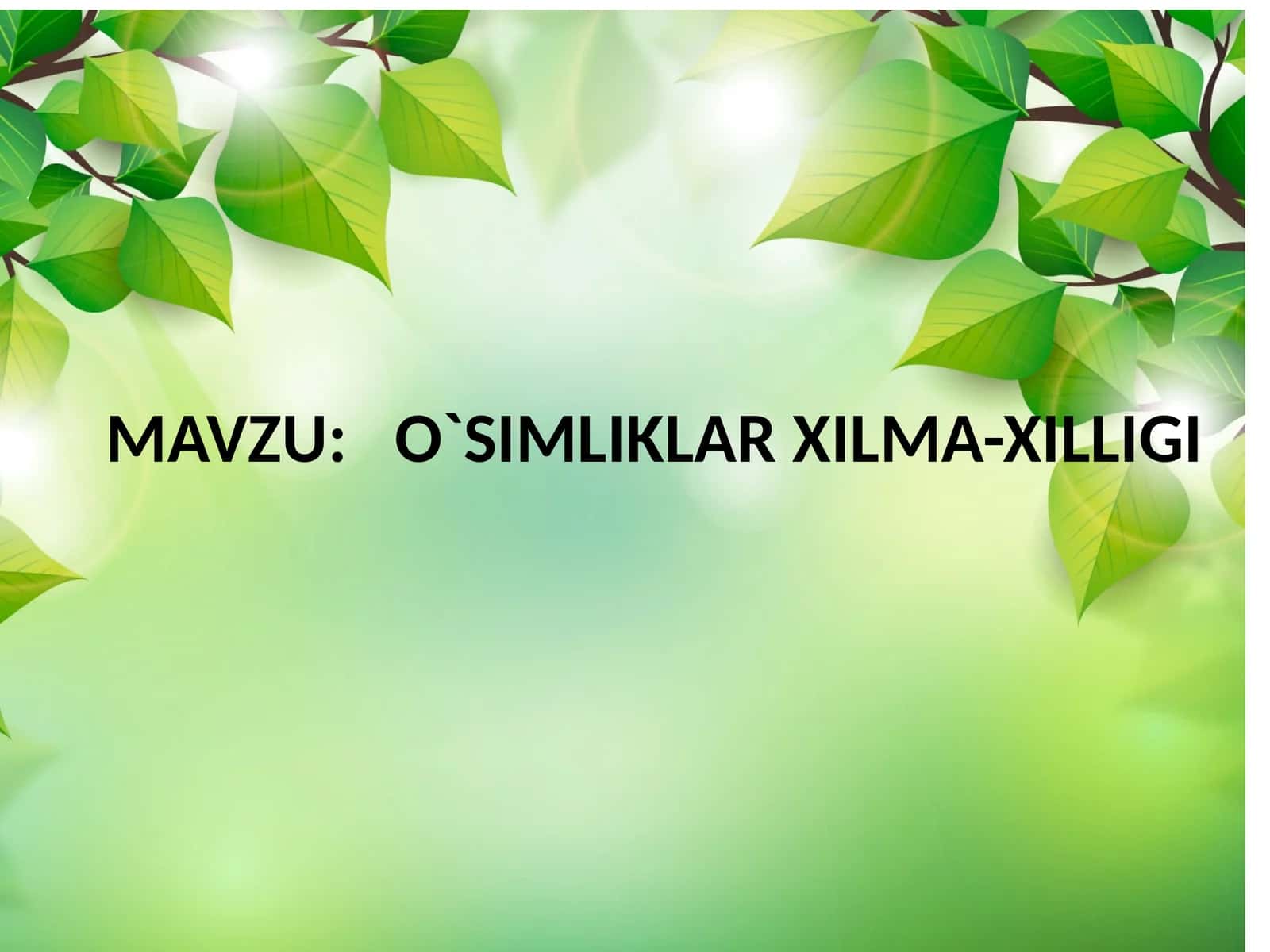 O`SIMLIKLAR XILMA-XILLIGI 1