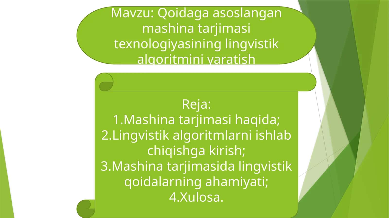 Qoidaga asoslangan mashina tarjimasi texnologiyasining lingvistik algoritmini yaratish 1