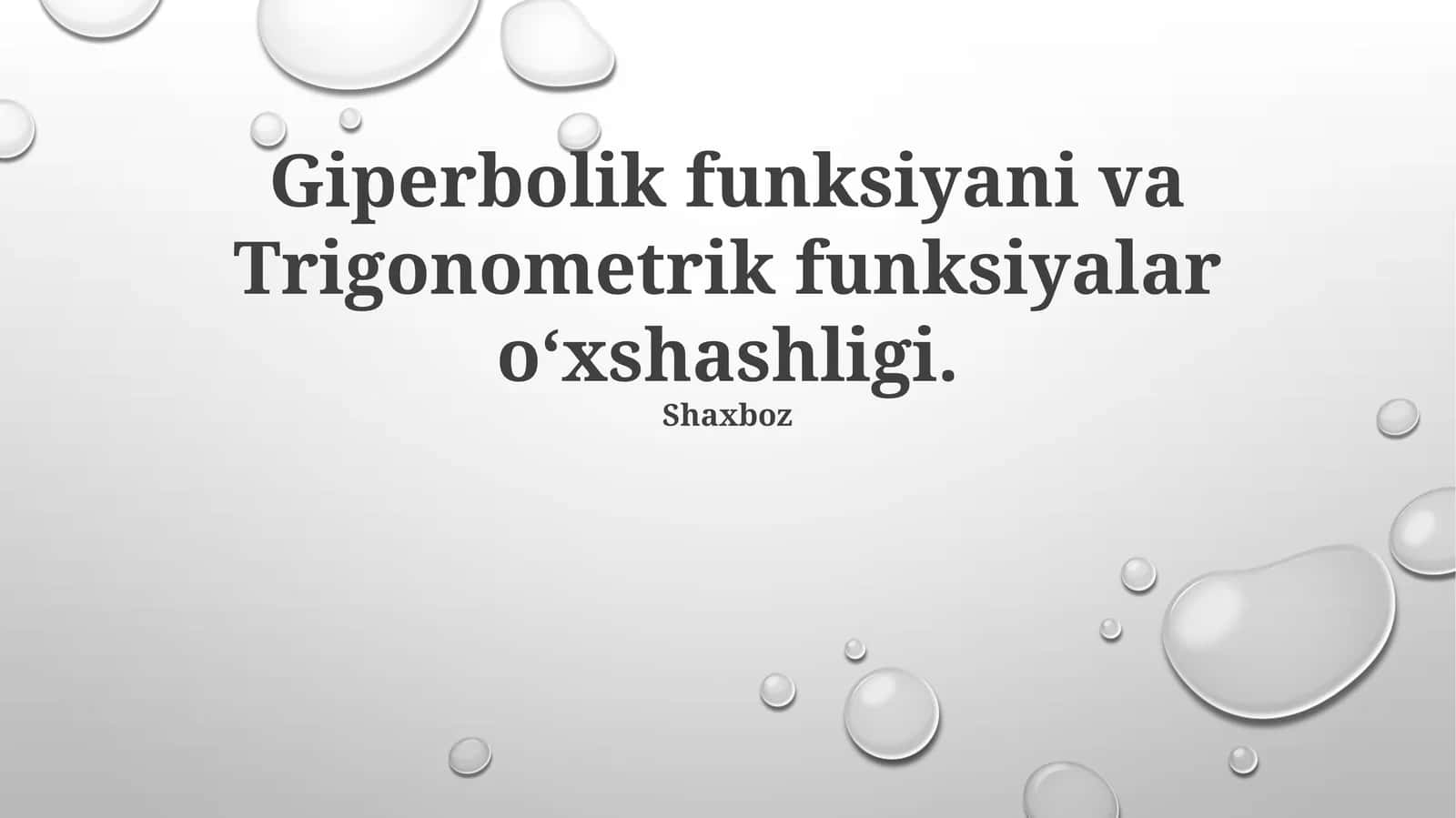 Giperbolik funksiyani va Trigonometrik funksiyalar oʻxshashligi 1