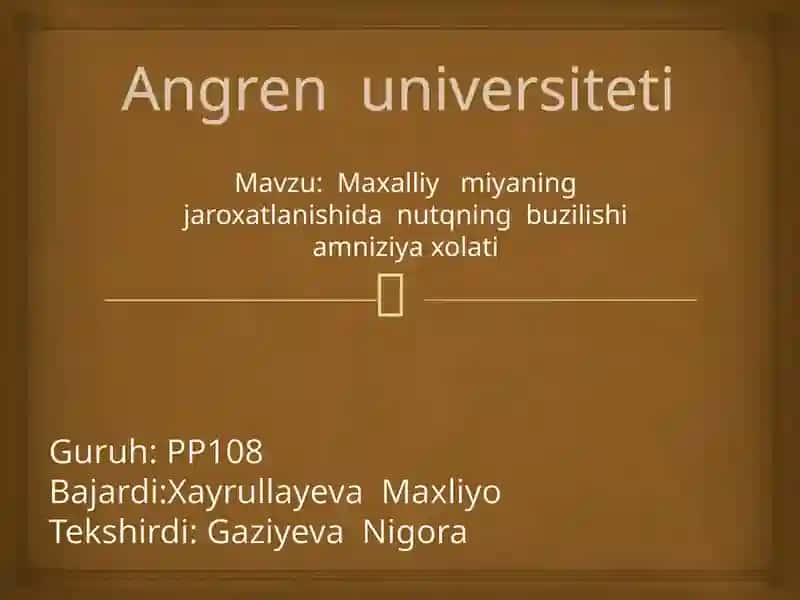 Maxalliymiyaning jaroxatlanishi