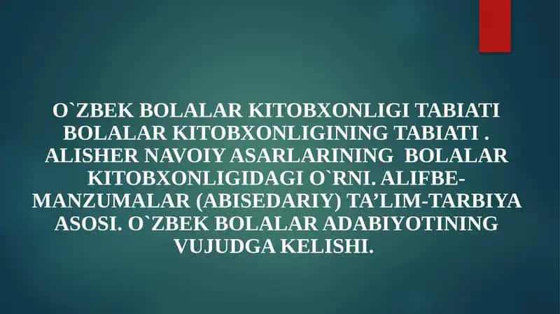O`ZBEK BOLALAR KITOBXONLIGI TABIATI 1