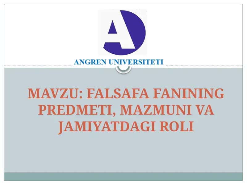 Falsafa Fanining Predmeti, Mazmuni va Jamiyatdagi Roli 1