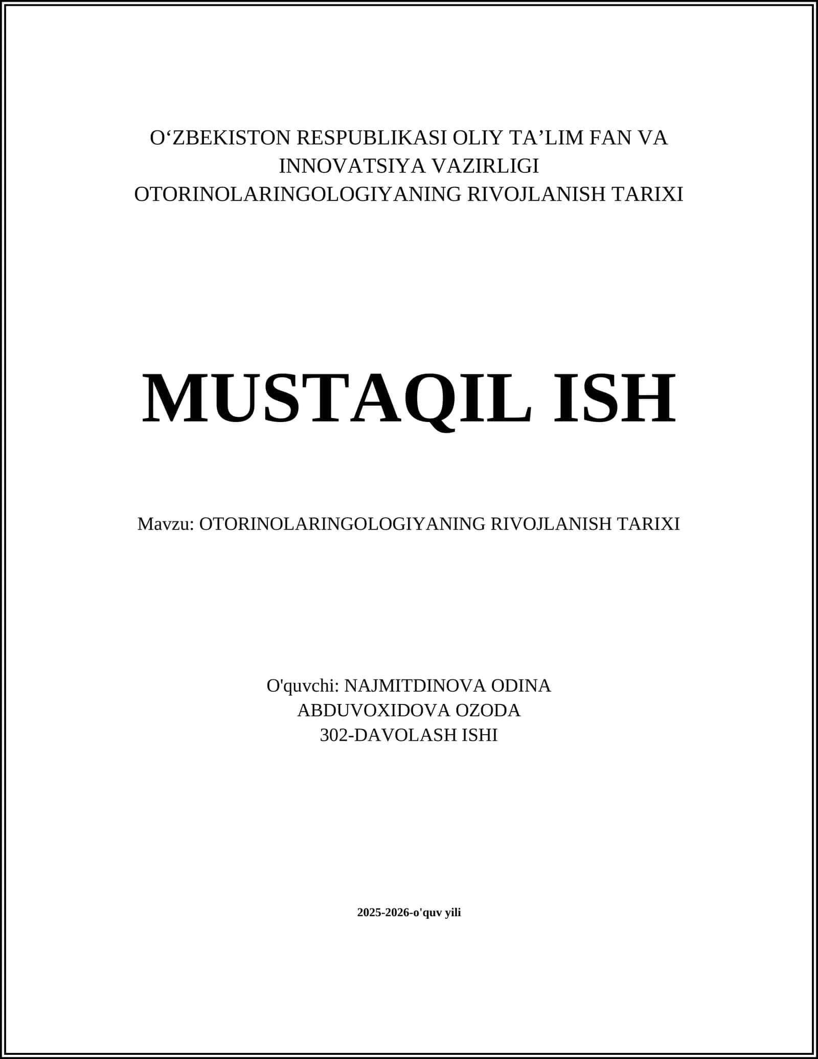 OTORINOLARINGOLOGIYANING RIVOJLANISH TARIXI 1