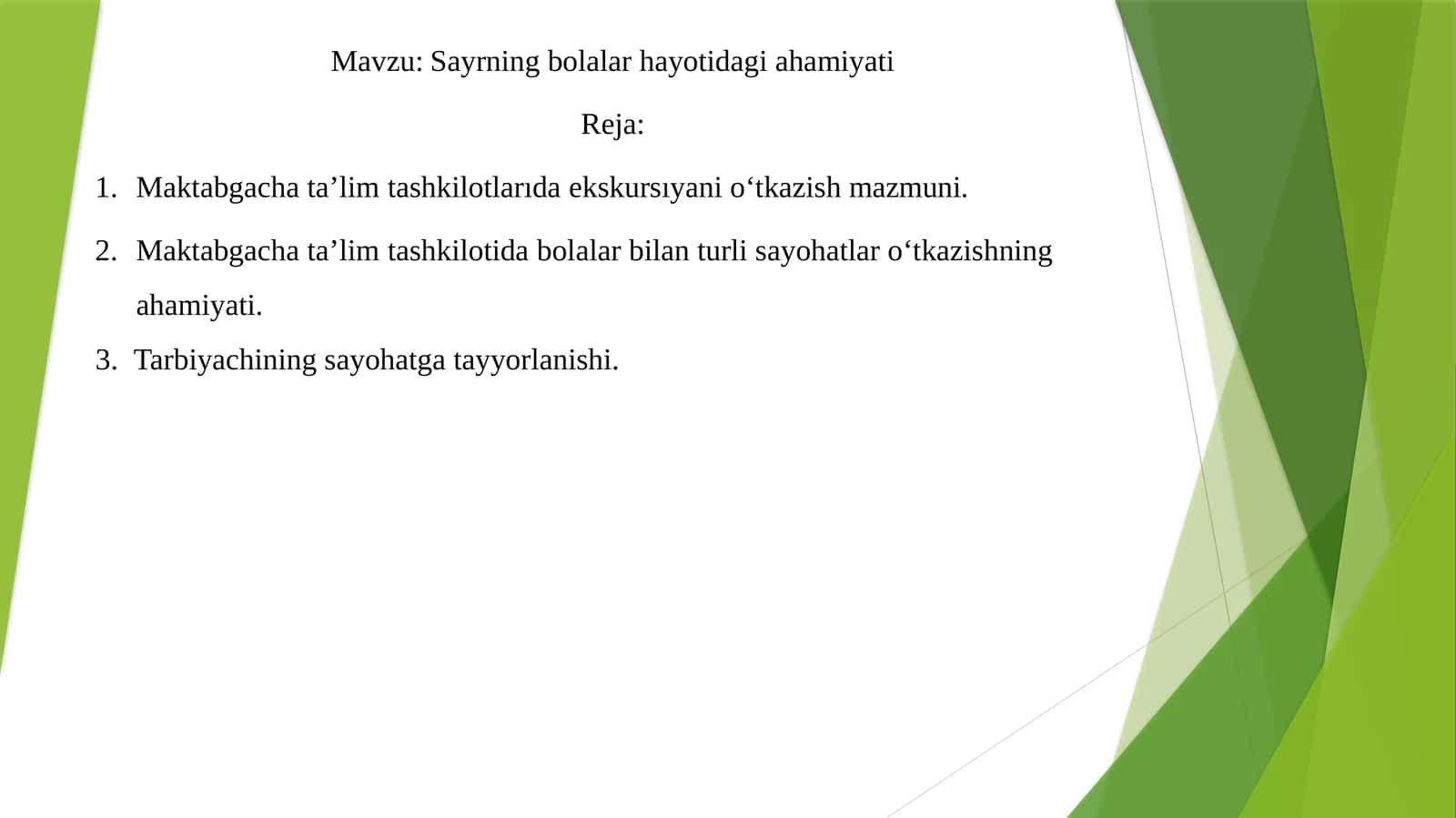 Sayrning bolalar hayotidagi ahamiyati 1
