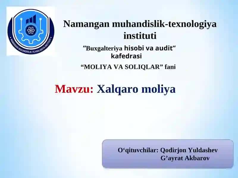 Xalqaro moliya 1