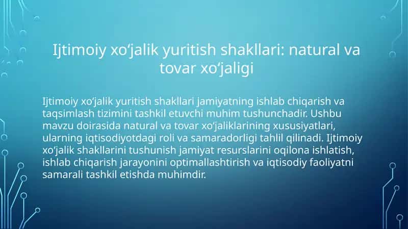 Ijtimoiy xo‘jalik yuritish shakllari 1