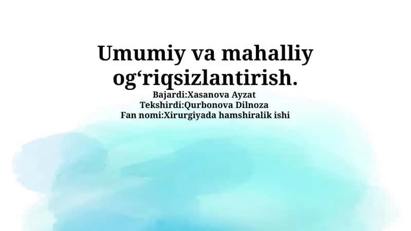 Xirurgiyada hamshiralik ishi 1