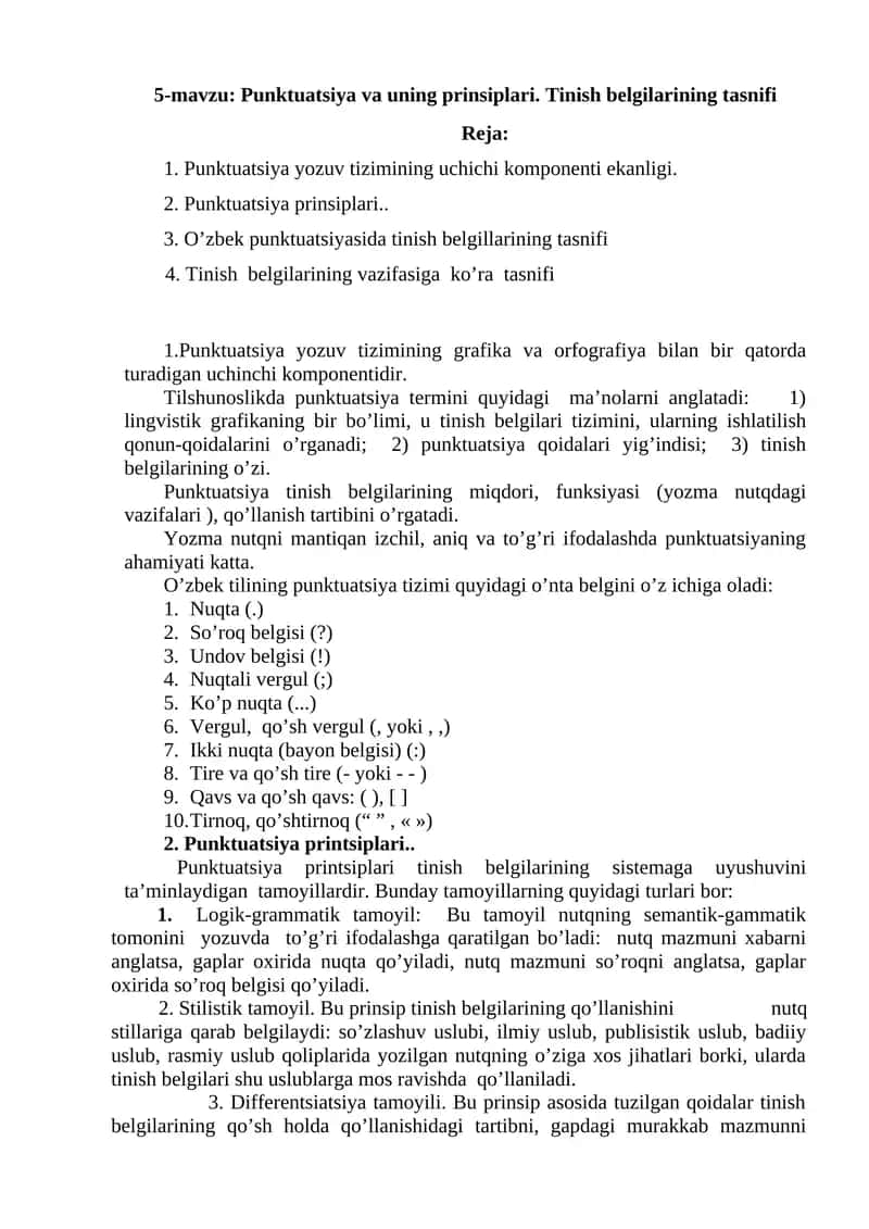 Punktuatsiya va uning prinsiplari 1