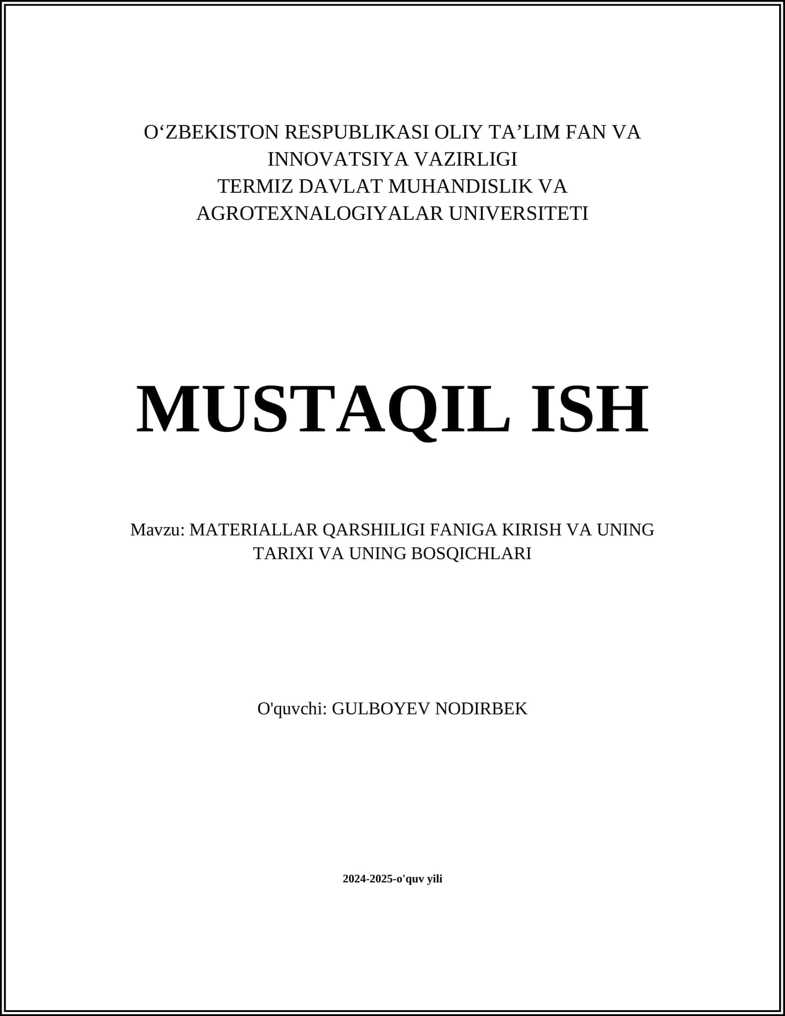 Materiallar qarshiligi faniga kirish va uning tarixi va uning bosqichlari 1