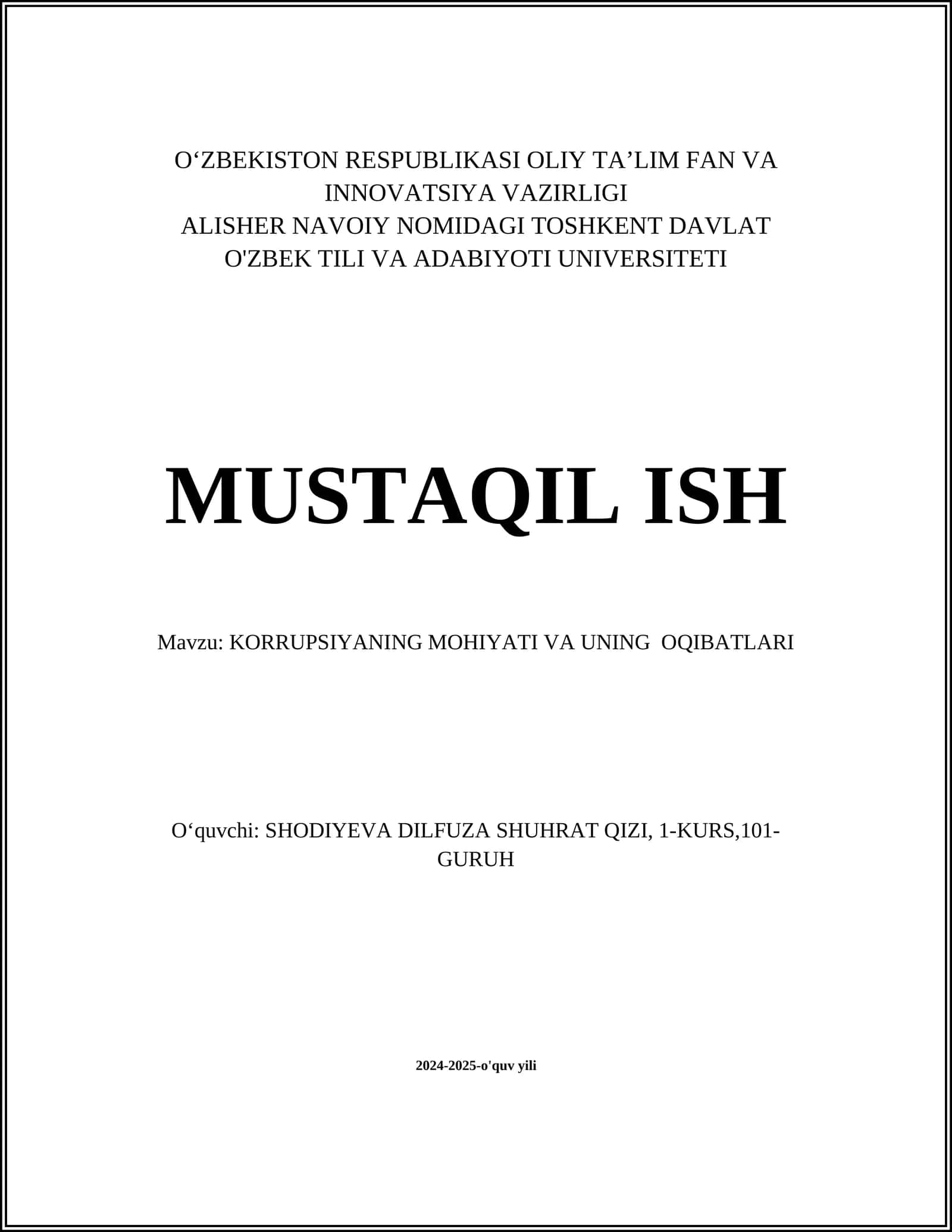 KORRUPSIYANING MOHIYATI VA UNING OQIBATLARI 1