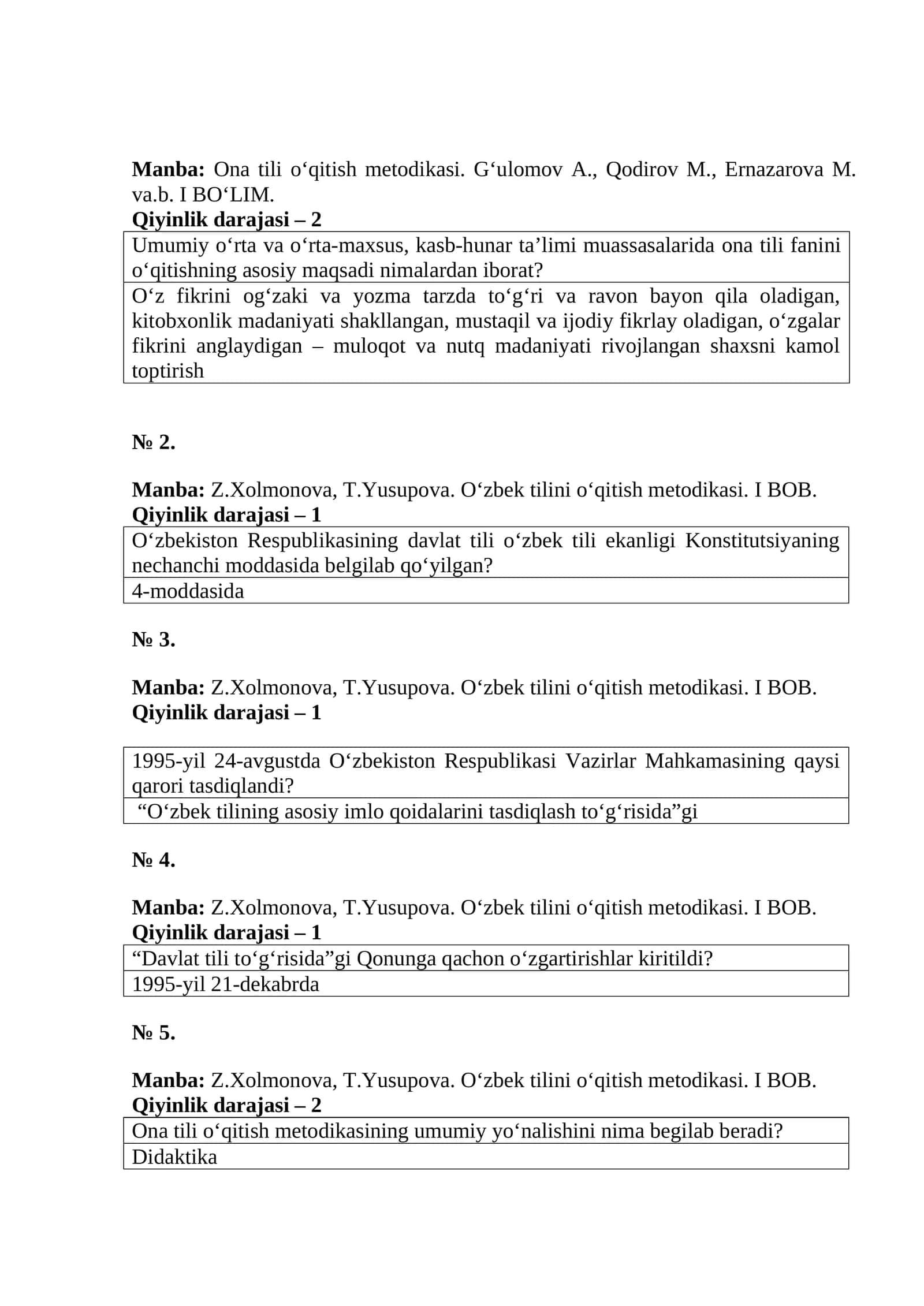 O‘zbek tilini o‘qitish metodikasi 1