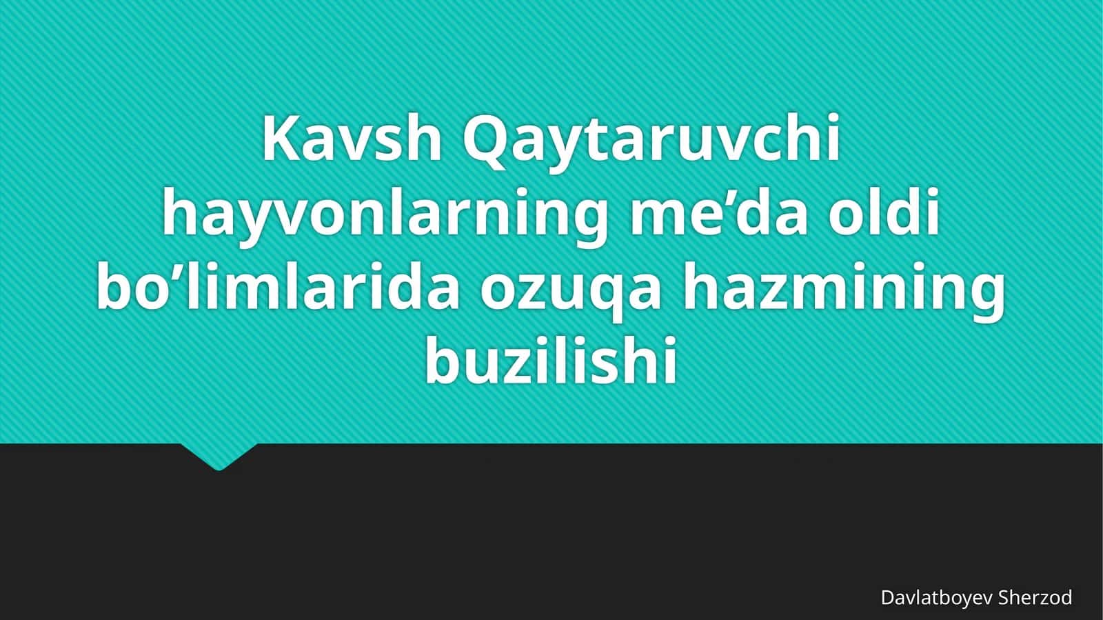 Kavsh qaytaruvchi hayvonlarning me’da oldi bo‘limlarida oziqa hazmining buzilishi 1