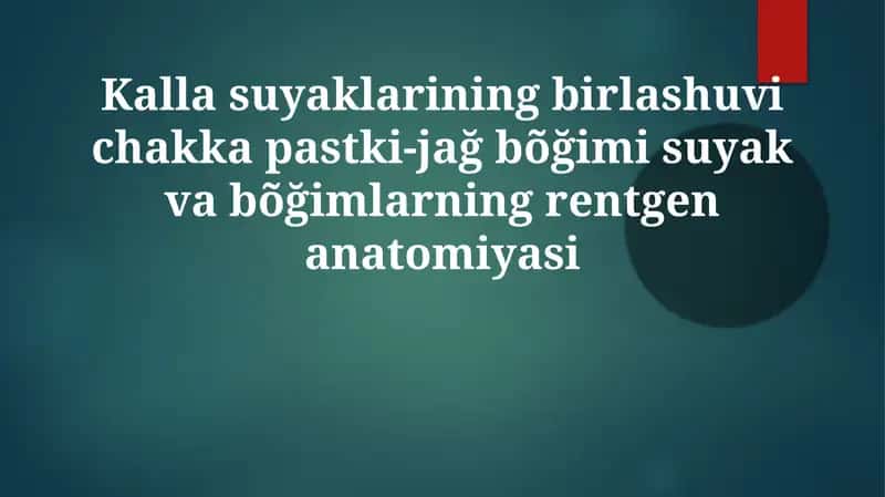 Temporomandibular Bo'g'imning Rentgen Anatomiyasi 1