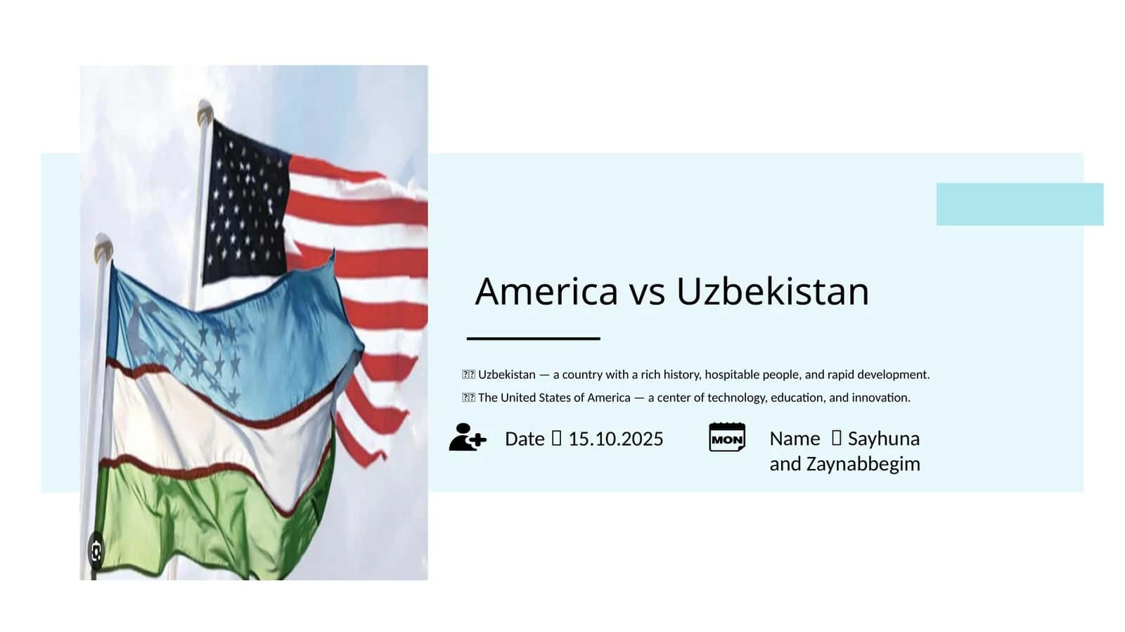 America vs Uzbekistan — PowerPoint Presentation 1