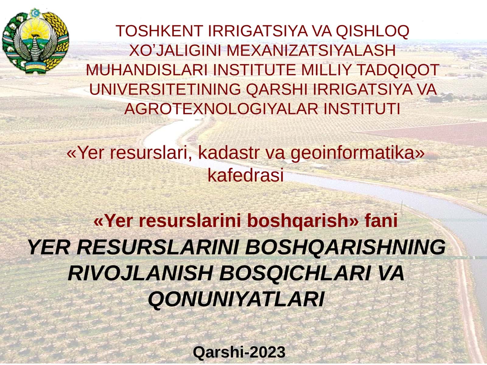 YER RESURSLАRINI BOSHQАRISHNING RIVOJLАNISH BOSQICHLАRIVA QONUNIYATLARI 1