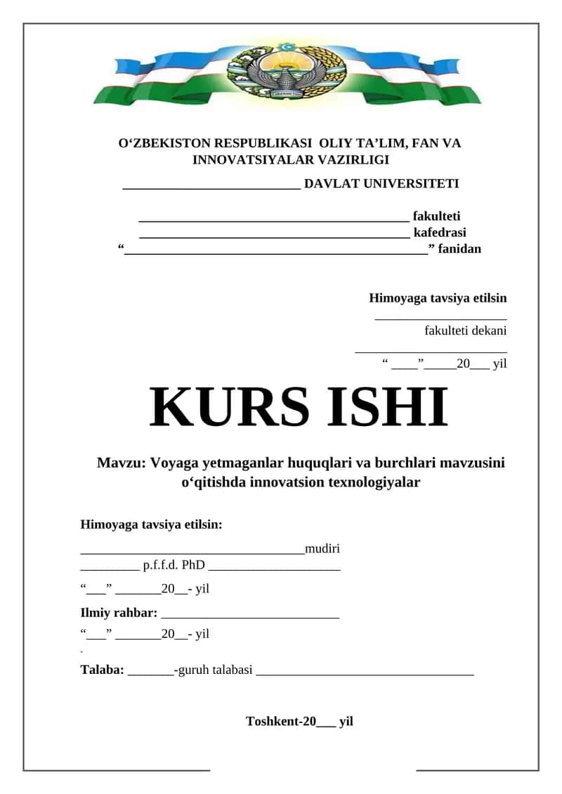 Voyaga yetmaganlar huquqlari va burchlari mavzusini oʻqitishda innovatsion texnologiyalar 1