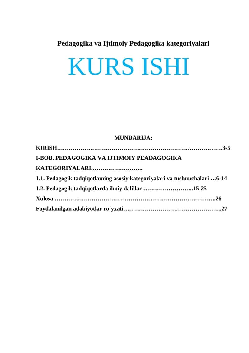 Pedagogika va Ijtimoiy Pedagogika kategoriyalari 1