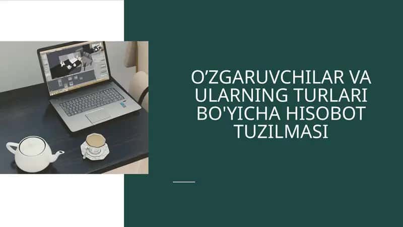 O’ZGARUVCHILAR VA ULARNING TURLARI BO'YICHA HISOBOT TUZILMASI 1