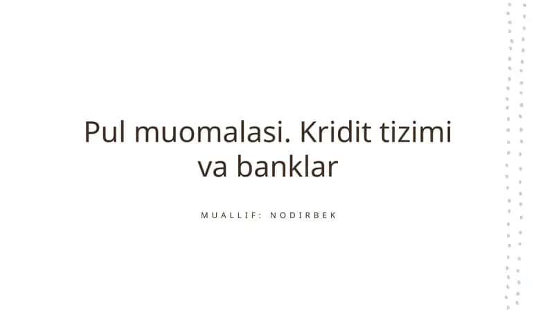 Pul Muomalasi 1