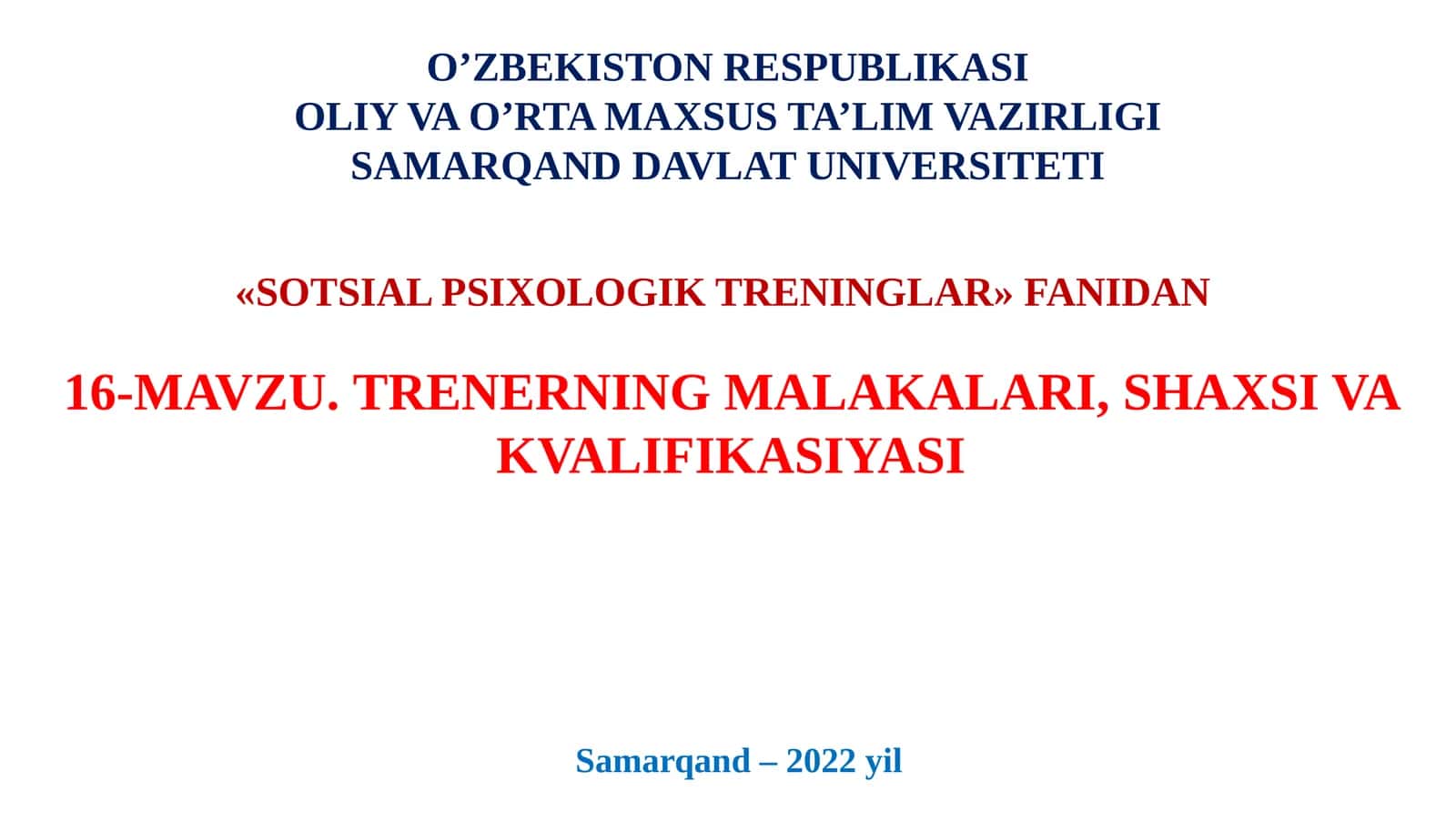 SOTSIAL PSIXOLOGIK TRENINGLAR 1