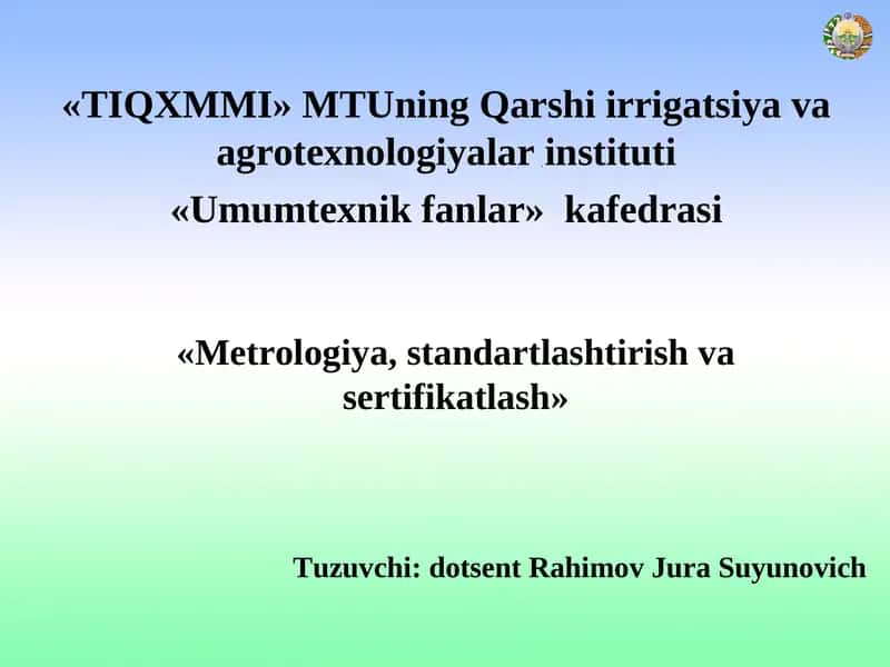 Standartlashtirish asoslari 1