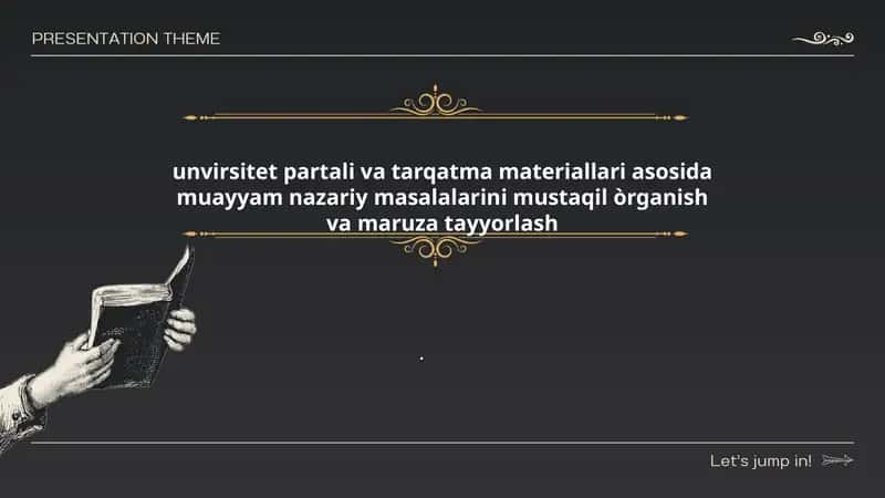 Universitet portali resurslarini tizimlashtirib muayyan nazariy masalalarni mustaqil o'rganish usullari 1