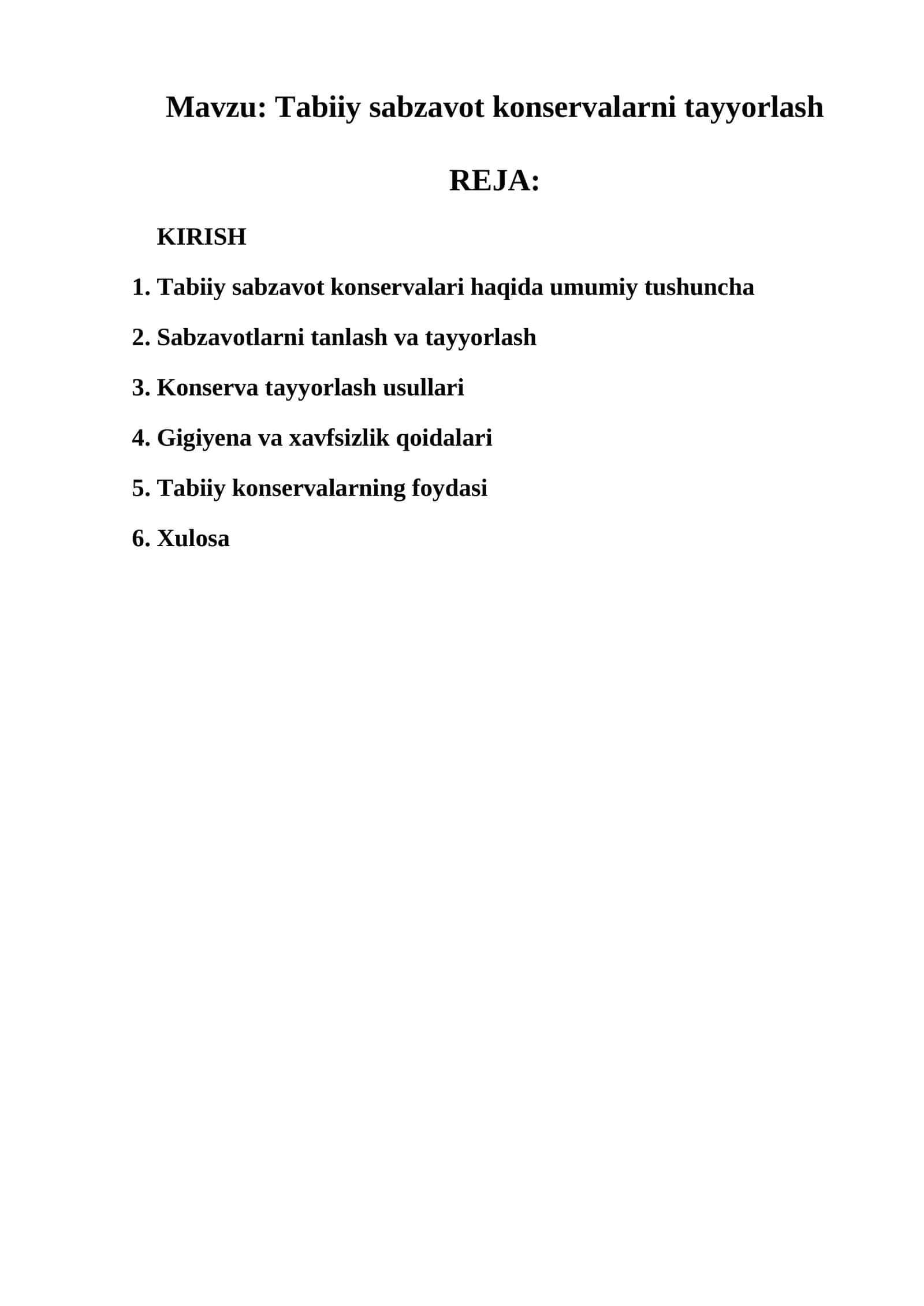 Tabiiy sabzavot konservalarni tayyorlash 1