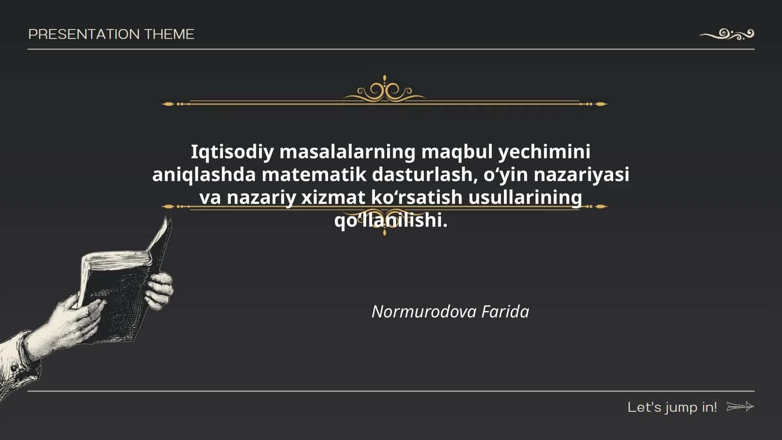 Matematik dasturlash va o‘yin nazariyasi 1